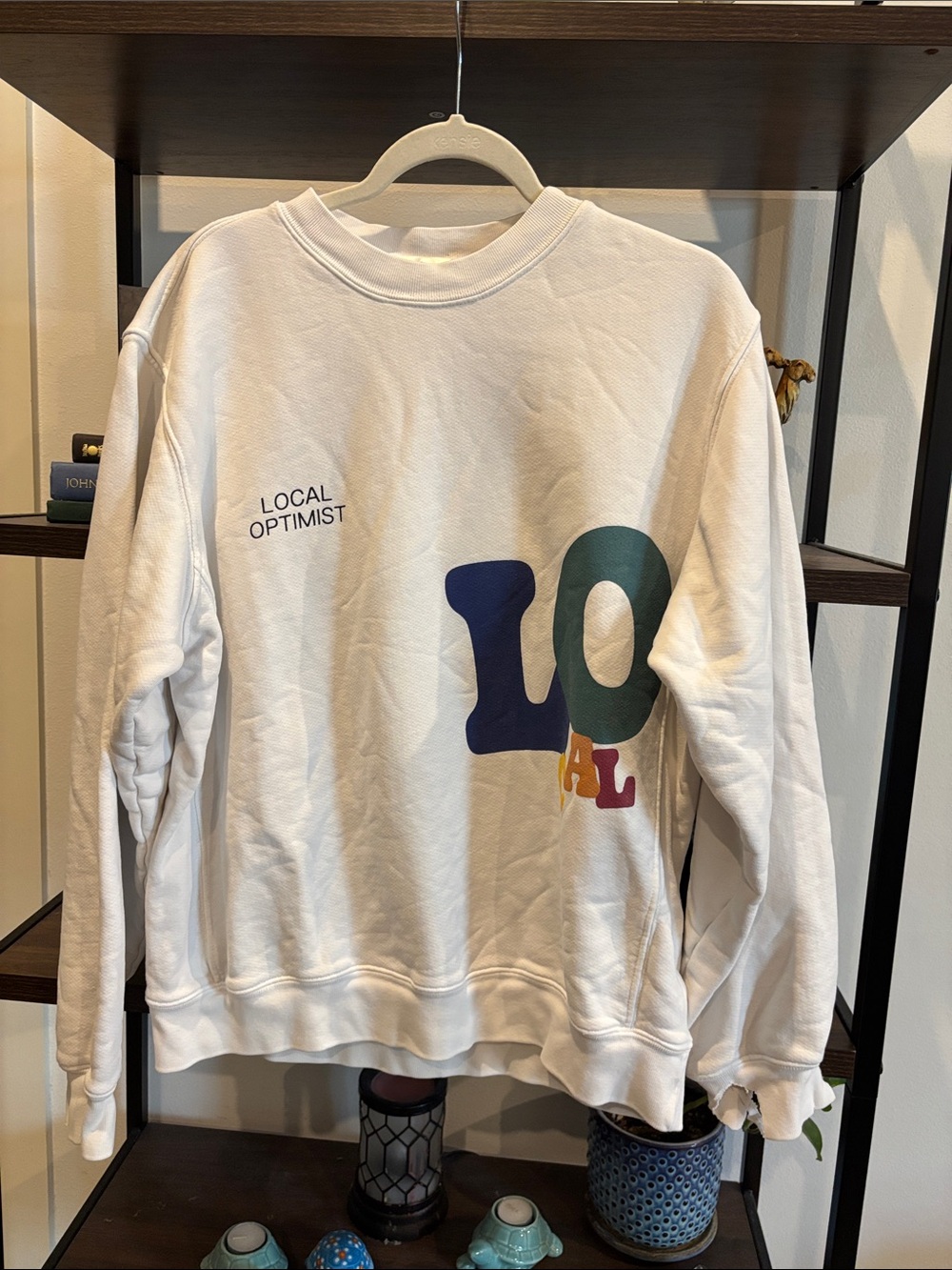 Madhappy White Crewneck Sweatshirt Multicolor 'LOCAL' Graphic FLAWED Medium Uni